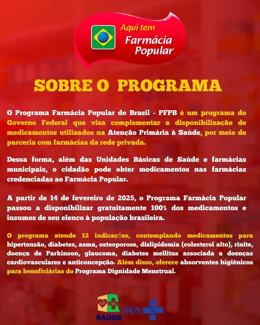 Foto 2 – Programa Farmácia Popular em Nossa Senhora de Nazaré .